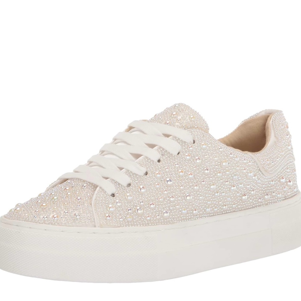 Women's Cream Embellished Sneakers - Betsy Johnson